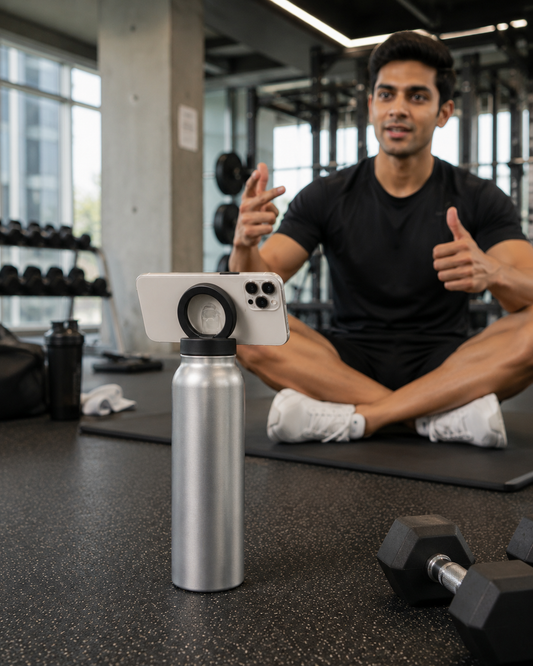 Lumaen Orbit | Flip-Spout Bottle With Magnetic Phone Holder