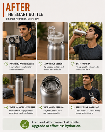 Lumaen Orbit | Flip-Spout Bottle With Magnetic Phone Holder